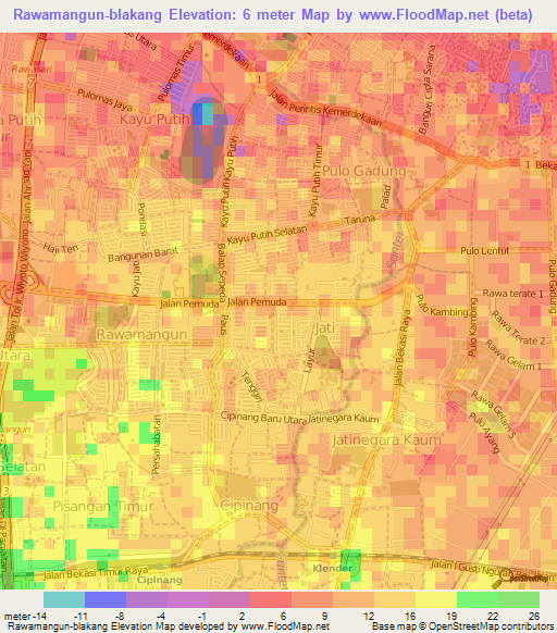 Rawamangun-blakang,Indonesia Elevation Map