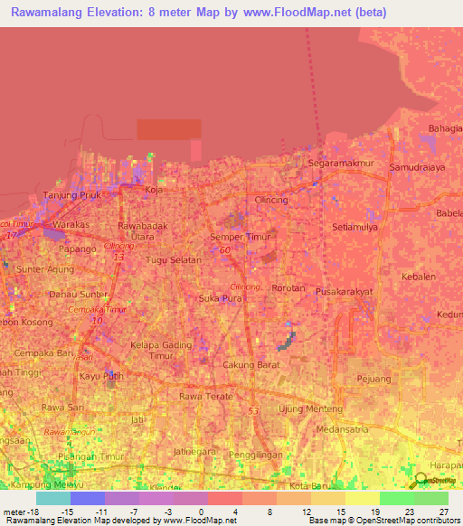 Rawamalang,Indonesia Elevation Map