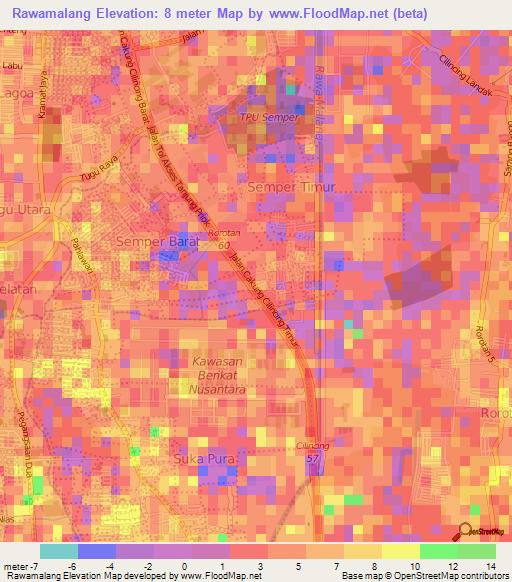 Rawamalang,Indonesia Elevation Map