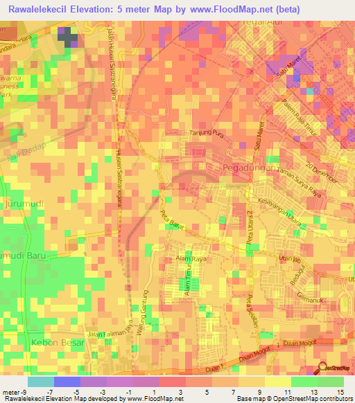 Rawalelekecil,Indonesia Elevation Map