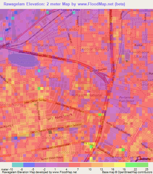 Rawagelam,Indonesia Elevation Map