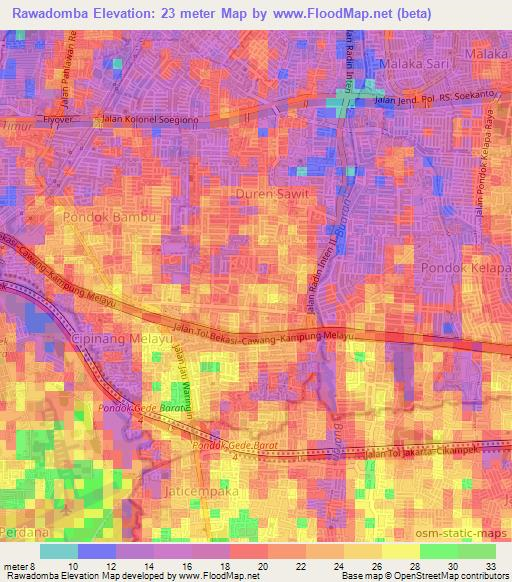 Rawadomba,Indonesia Elevation Map