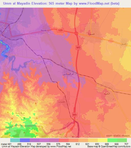 Umm al Mayadin,Syria Elevation Map