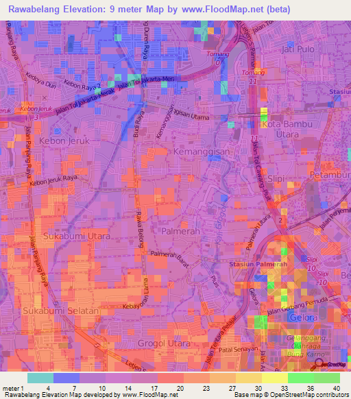 Rawabelang,Indonesia Elevation Map