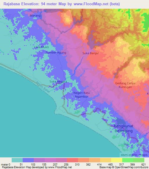Rajabasa,Indonesia Elevation Map