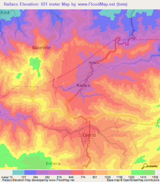 Railaco,East Timor Elevation Map