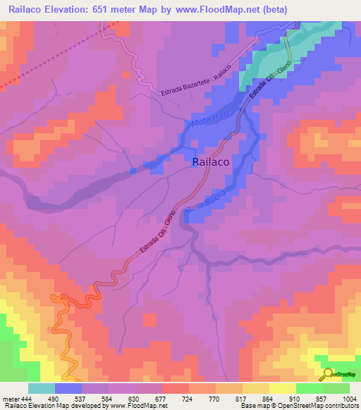 Railaco,East Timor Elevation Map