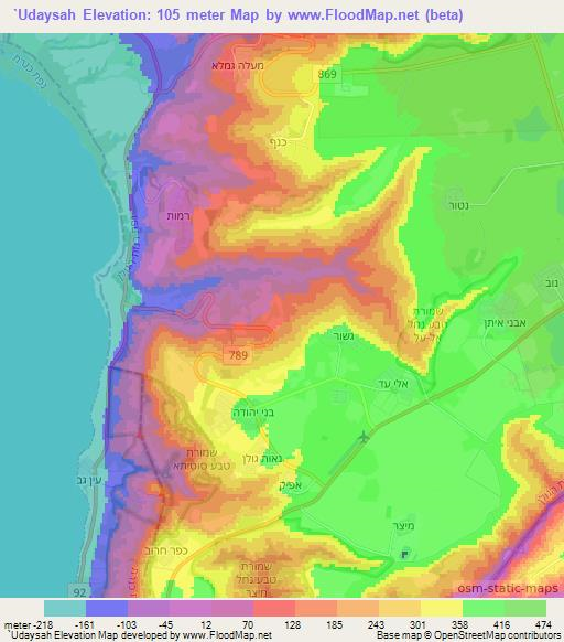 `Udaysah,Syria Elevation Map