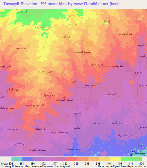 Tuwayyil,Syria Elevation Map