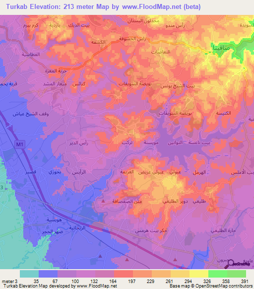 Turkab,Syria Elevation Map