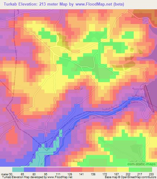 Turkab,Syria Elevation Map