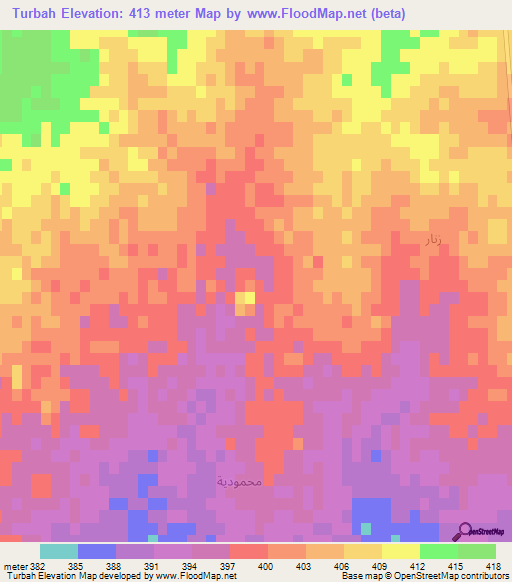 Turbah,Syria Elevation Map