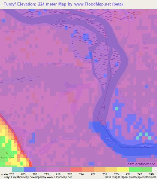 Turayf,Syria Elevation Map