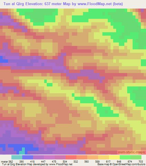 Tun al Qirg,Syria Elevation Map