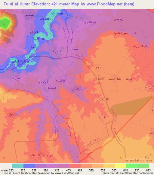 Tulul al Humr,Syria Elevation Map