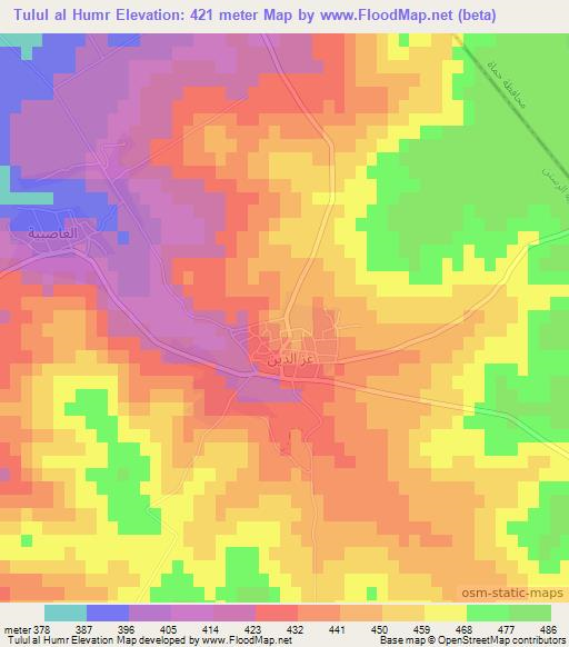 Tulul al Humr,Syria Elevation Map