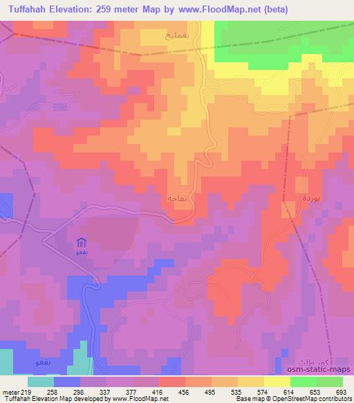 Tuffahah,Syria Elevation Map