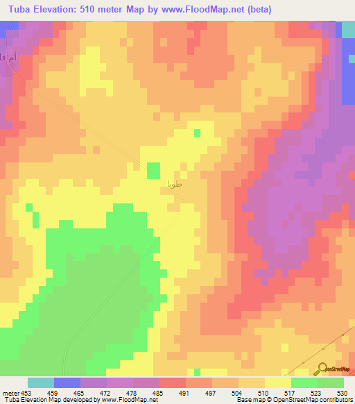 Tuba,Syria Elevation Map