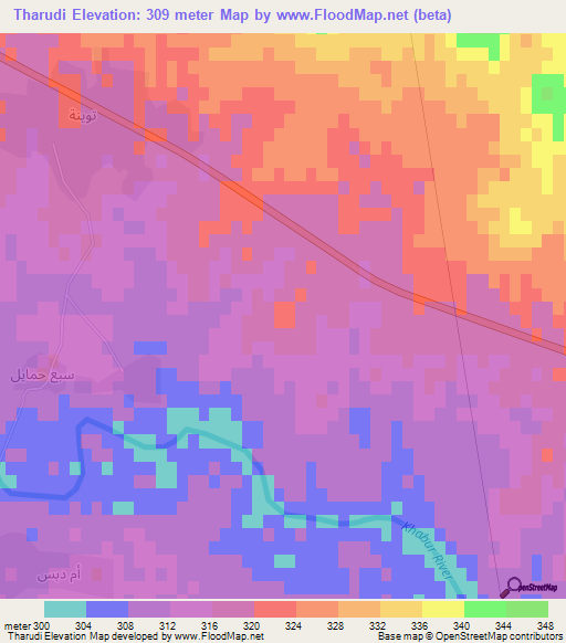 Tharudi,Syria Elevation Map