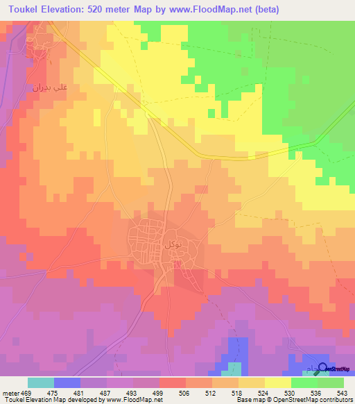 Toukel,Syria Elevation Map