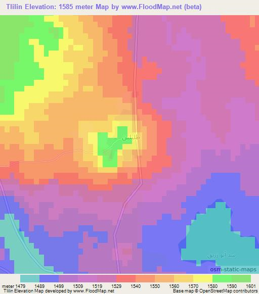Tlilin,Syria Elevation Map