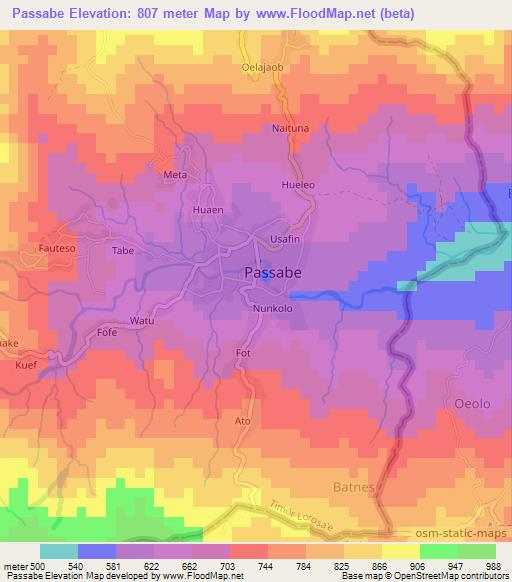 Passabe,East Timor Elevation Map