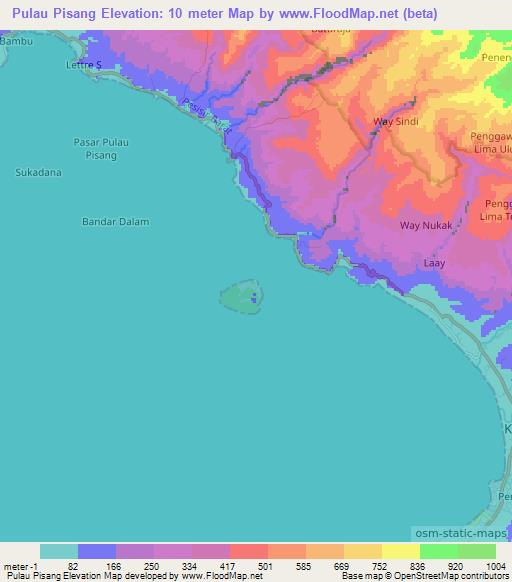 Pulau Pisang,Indonesia Elevation Map