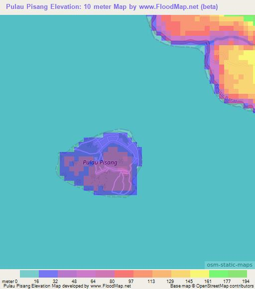 Pulau Pisang,Indonesia Elevation Map