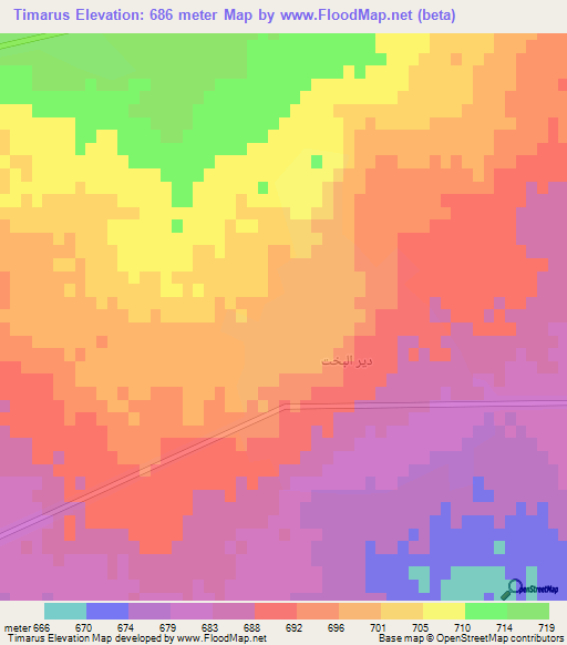 Timarus,Syria Elevation Map