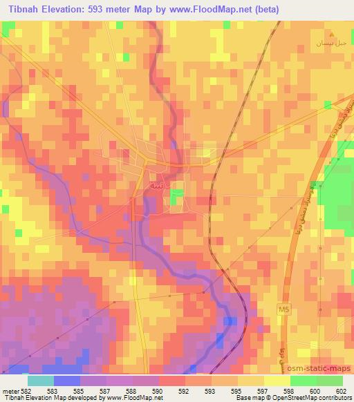 Tibnah,Syria Elevation Map