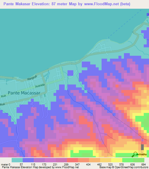Pante Makasar,East Timor Elevation Map
