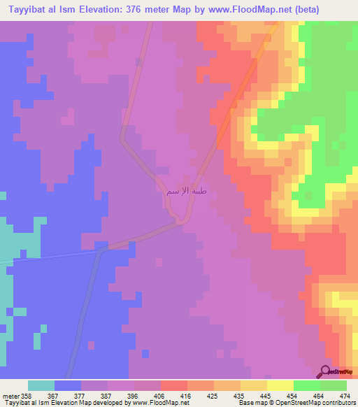 Tayyibat al Ism,Syria Elevation Map