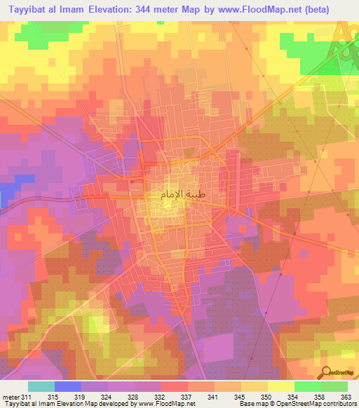 Tayyibat al Imam,Syria Elevation Map