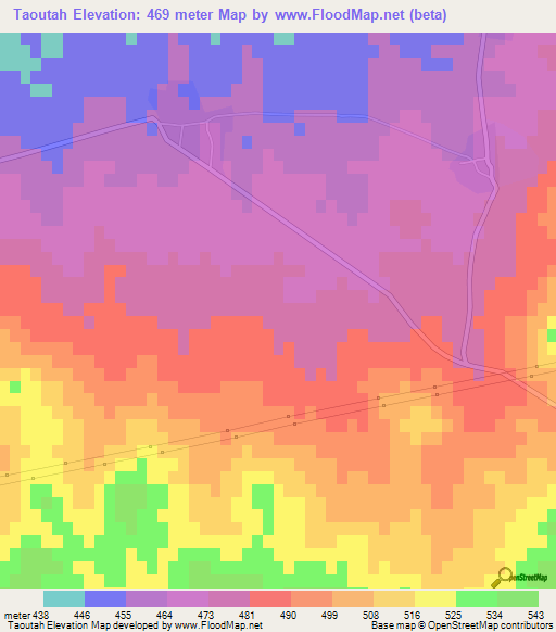 Taoutah,Syria Elevation Map
