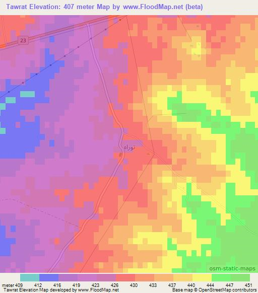 Tawrat,Syria Elevation Map