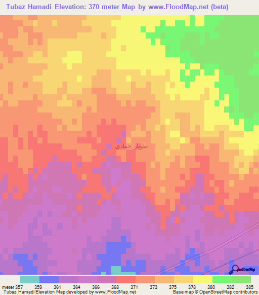 Tubaz Hamadi,Syria Elevation Map