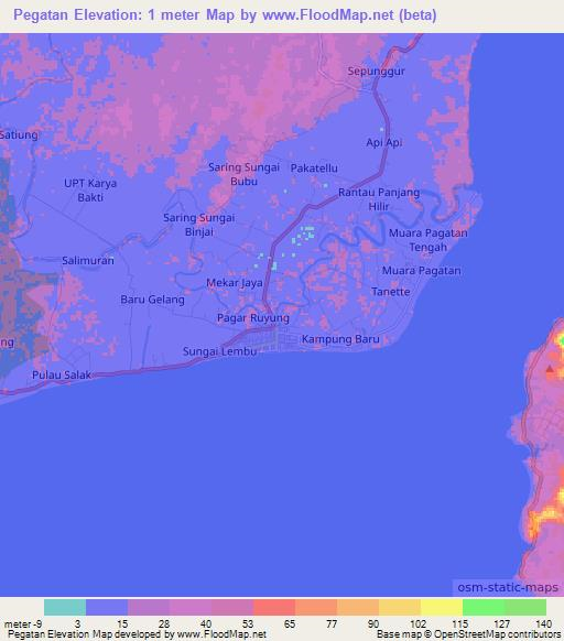 Pegatan,Indonesia Elevation Map