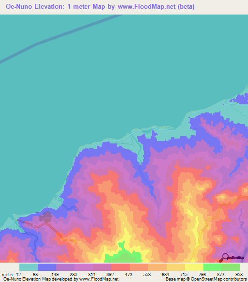 Oe-Nuno,East Timor Elevation Map