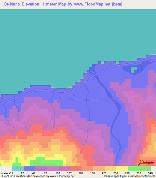 Oe-Nuno,East Timor Elevation Map