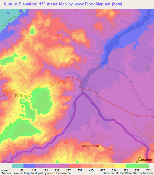 Nunura,East Timor Elevation Map