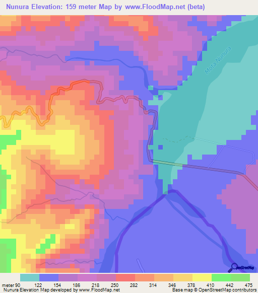 Nunura,East Timor Elevation Map