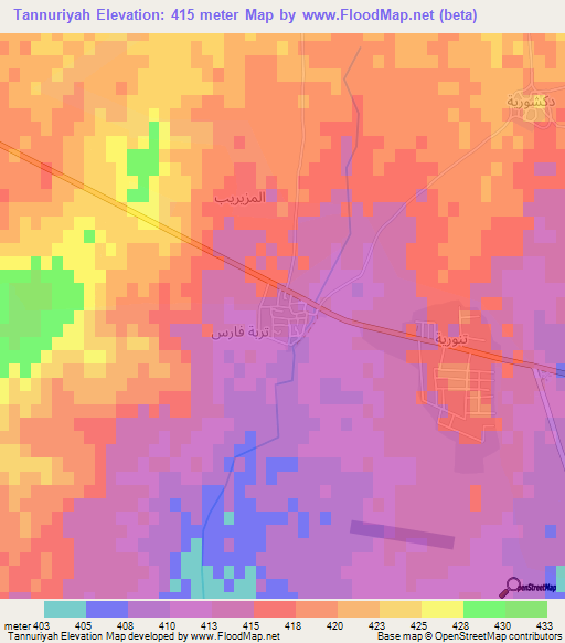 Tannuriyah,Syria Elevation Map