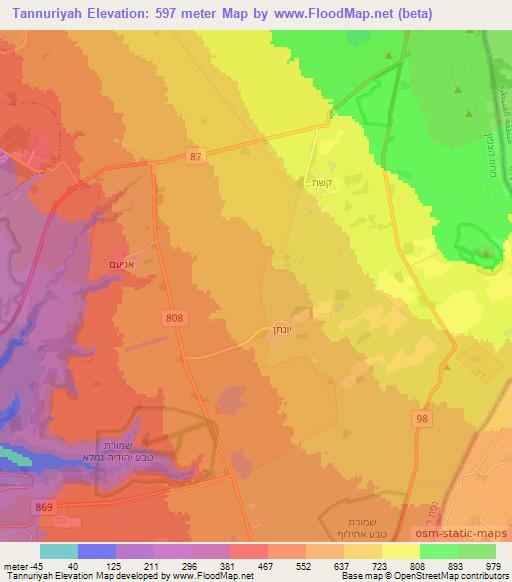 Tannuriyah,Syria Elevation Map