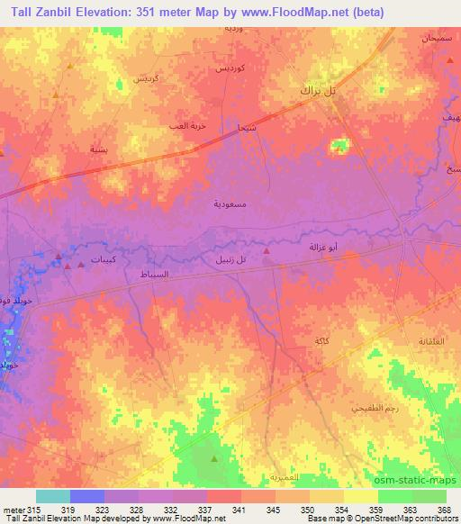 Tall Zanbil,Syria Elevation Map