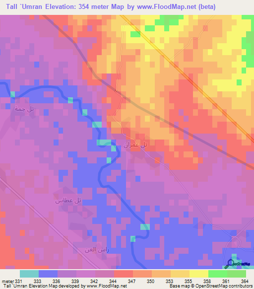 Tall `Umran,Syria Elevation Map
