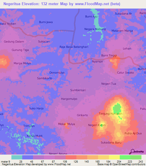 Negeritua,Indonesia Elevation Map