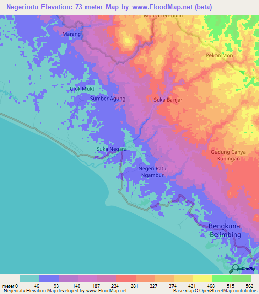 Negeriratu,Indonesia Elevation Map