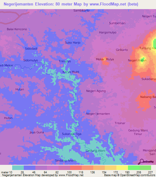 Negerijemanten,Indonesia Elevation Map