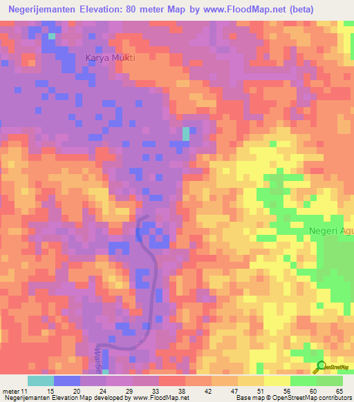 Negerijemanten,Indonesia Elevation Map