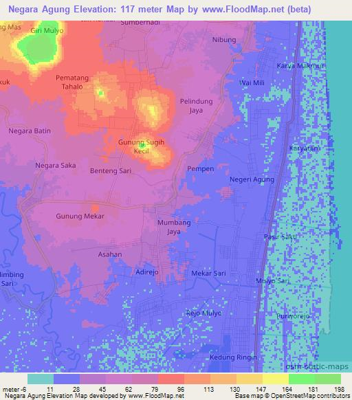 Negara Agung,Indonesia Elevation Map
